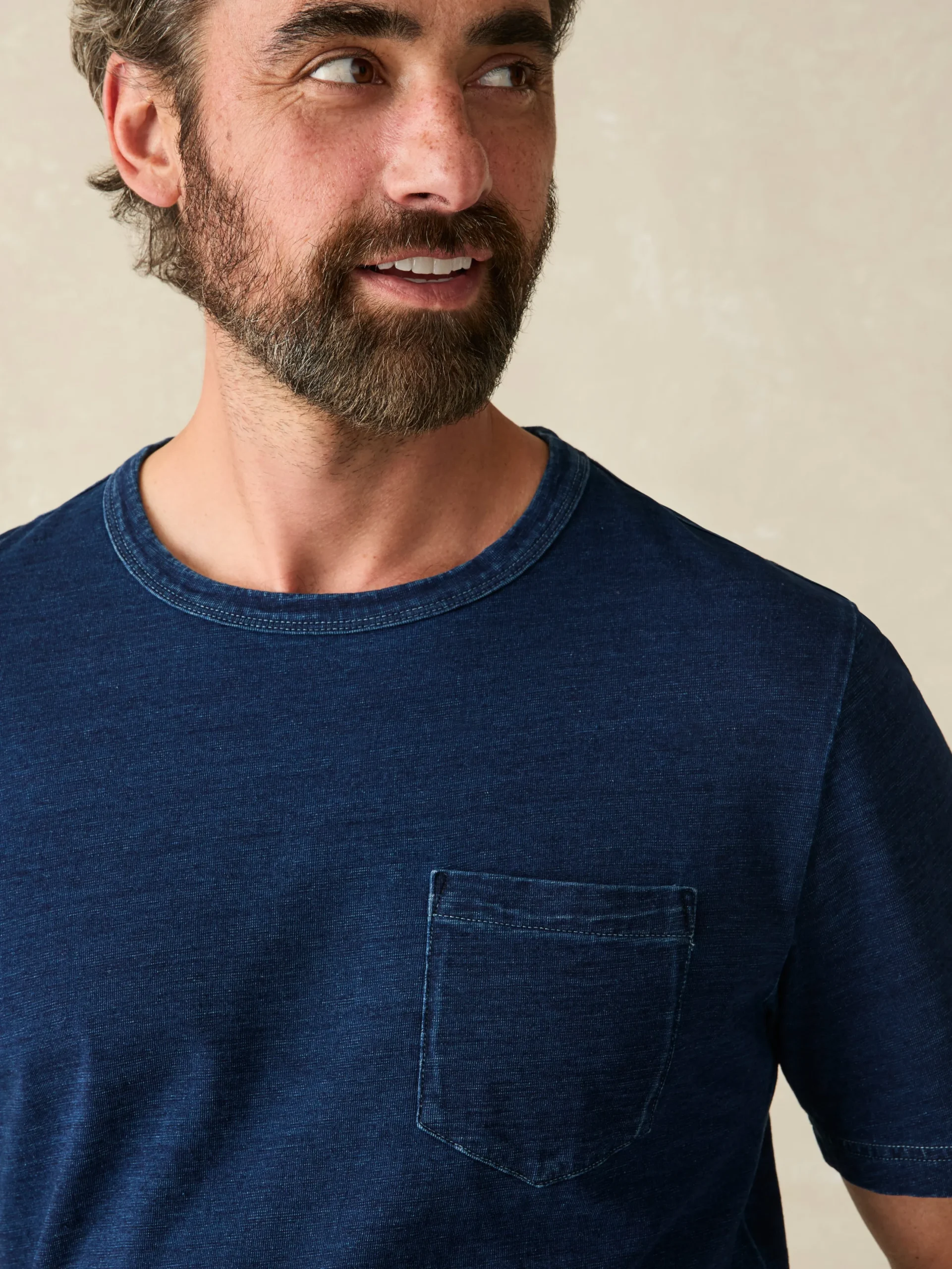 Faherty Brand T-Shirts & Henleys*Short-Sleeve Indigo Pocket Tee -