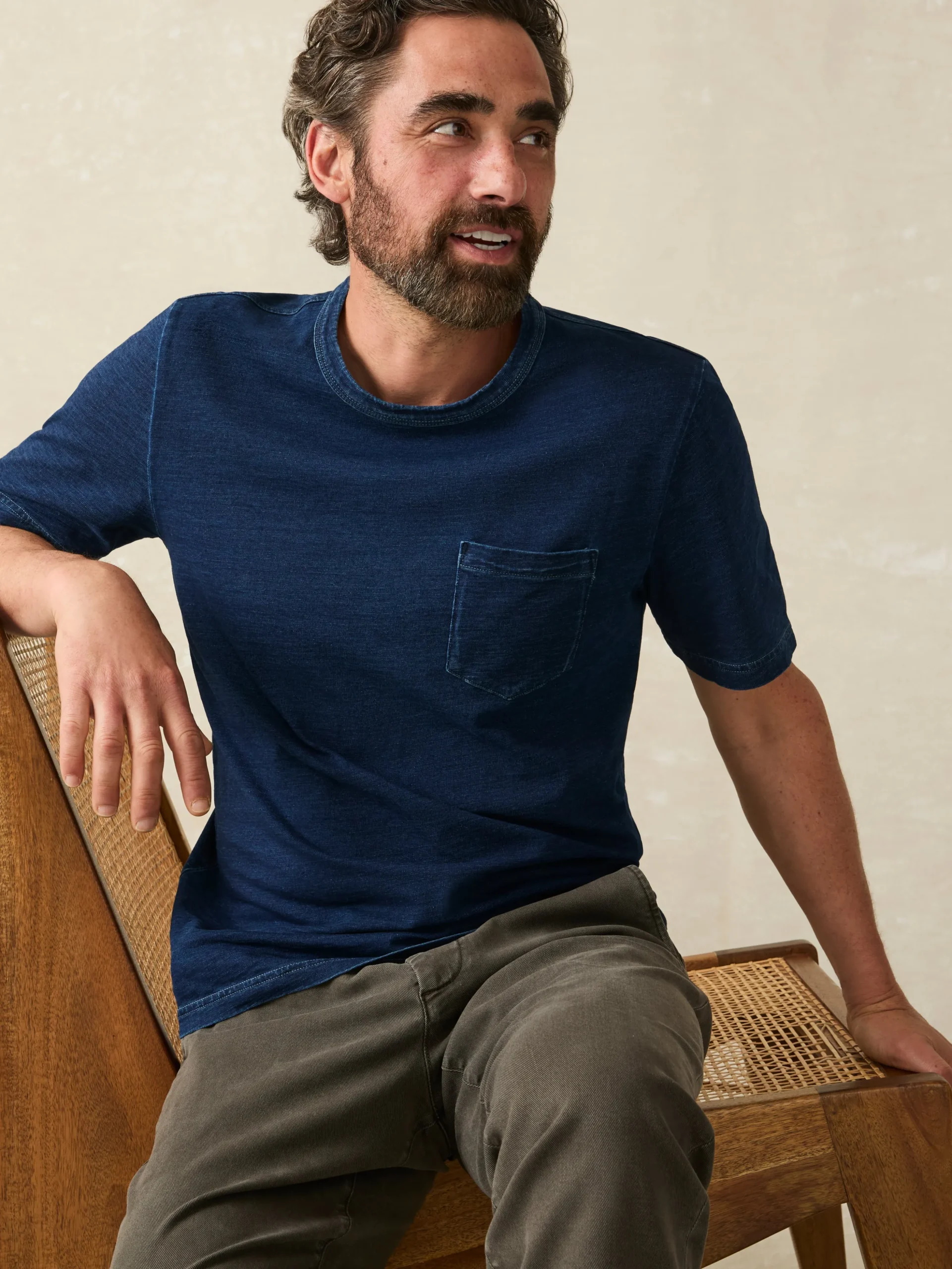 Faherty Brand T-Shirts & Henleys*Short-Sleeve Indigo Pocket Tee -