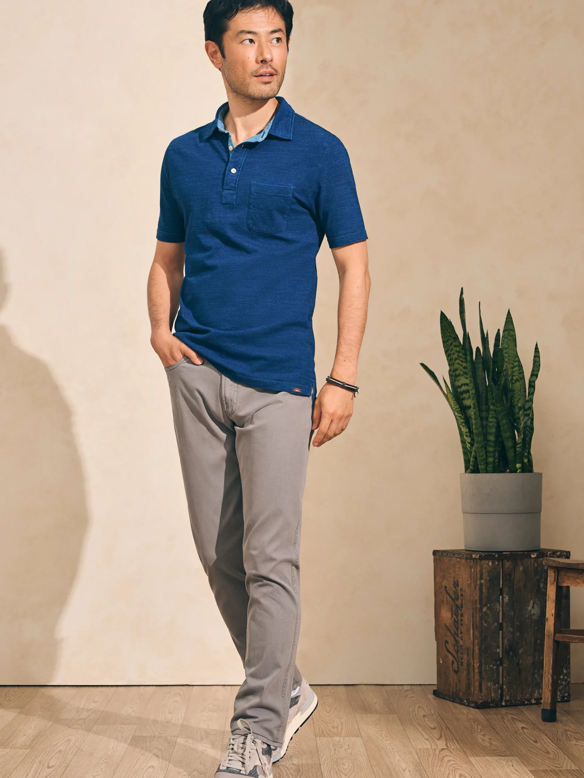 Faherty Brand Polo Shirts*Short-Sleeve Indigo Polo Shirt -