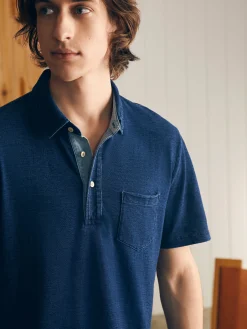Faherty Brand Polo Shirts*Short-Sleeve Indigo Polo Shirt -