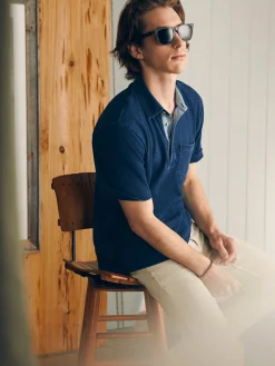 Faherty Brand Polo Shirts*Short-Sleeve Indigo Polo Shirt -