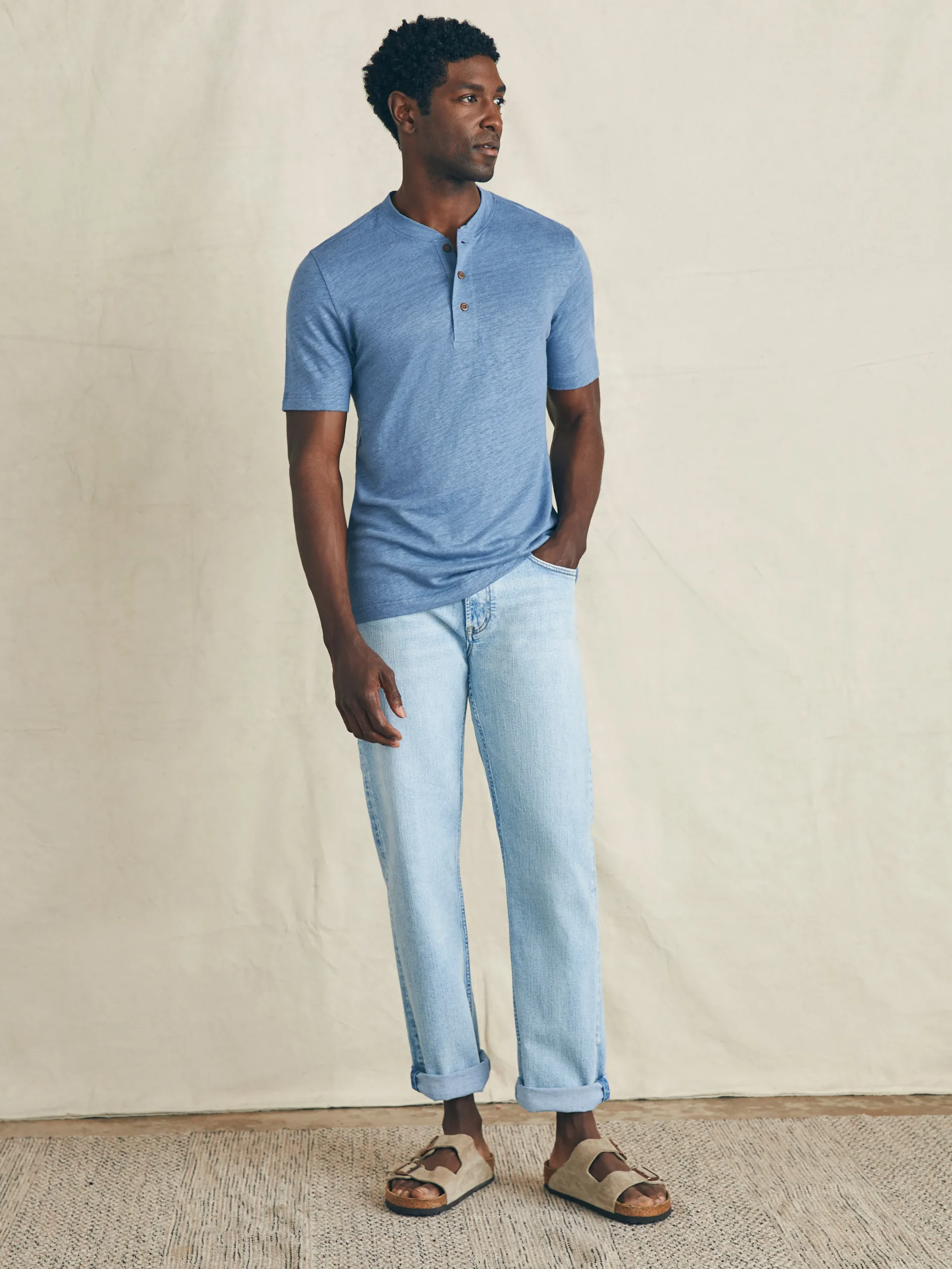 Faherty Brand T-Shirts & Henleys*Short-Sleeve Linen Henley -