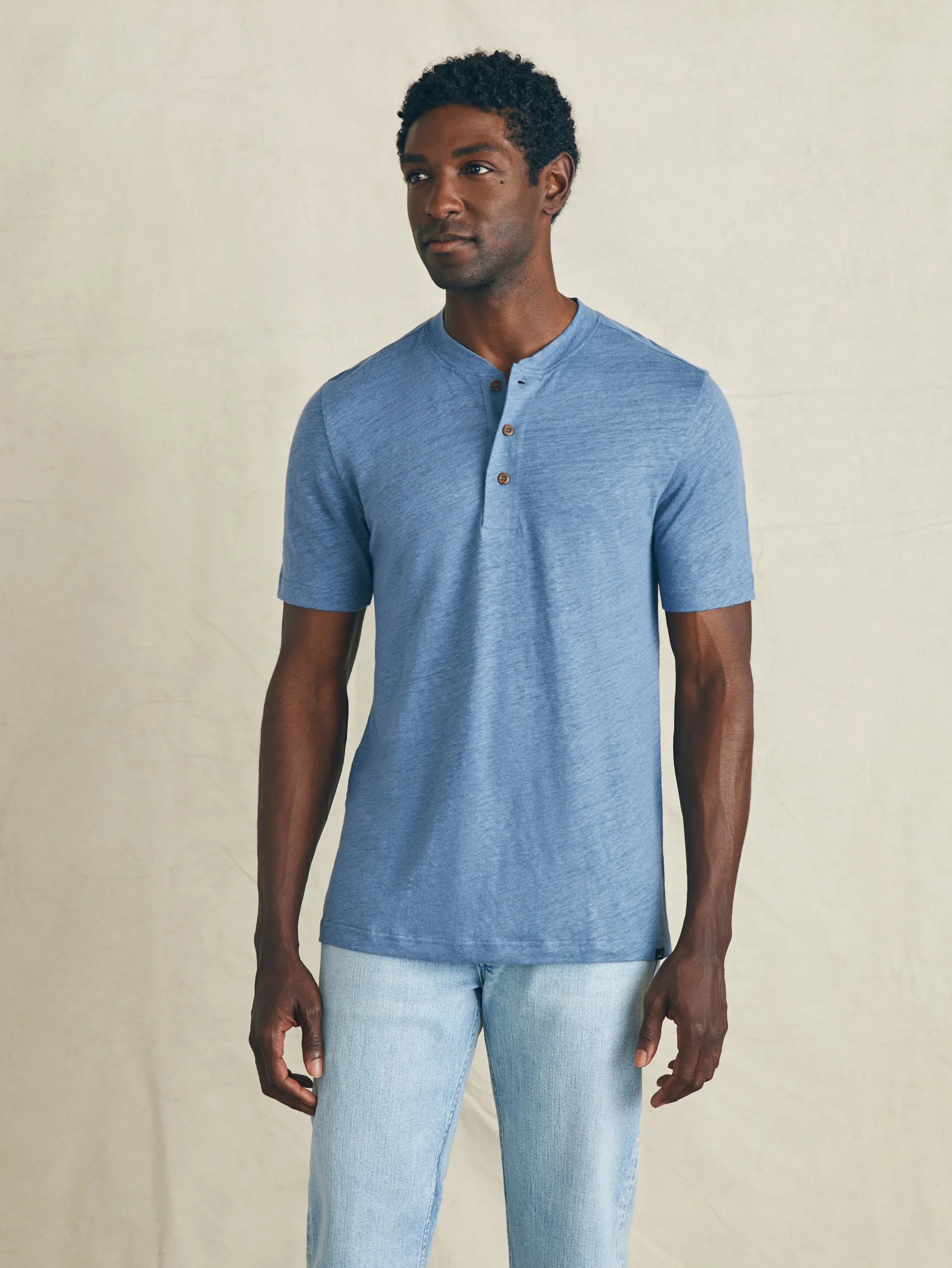 Faherty Brand T-Shirts & Henleys*Short-Sleeve Linen Henley -