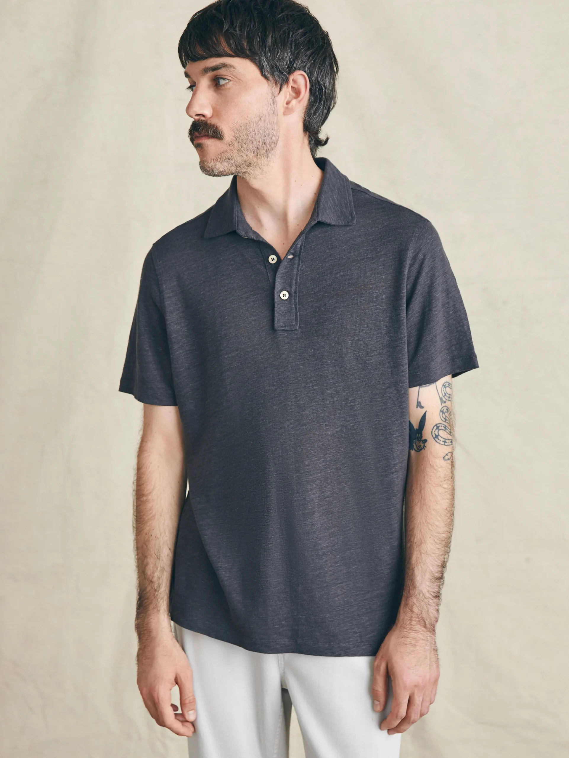 Faherty Brand Polo Shirts*Short-Sleeve Linen Polo -