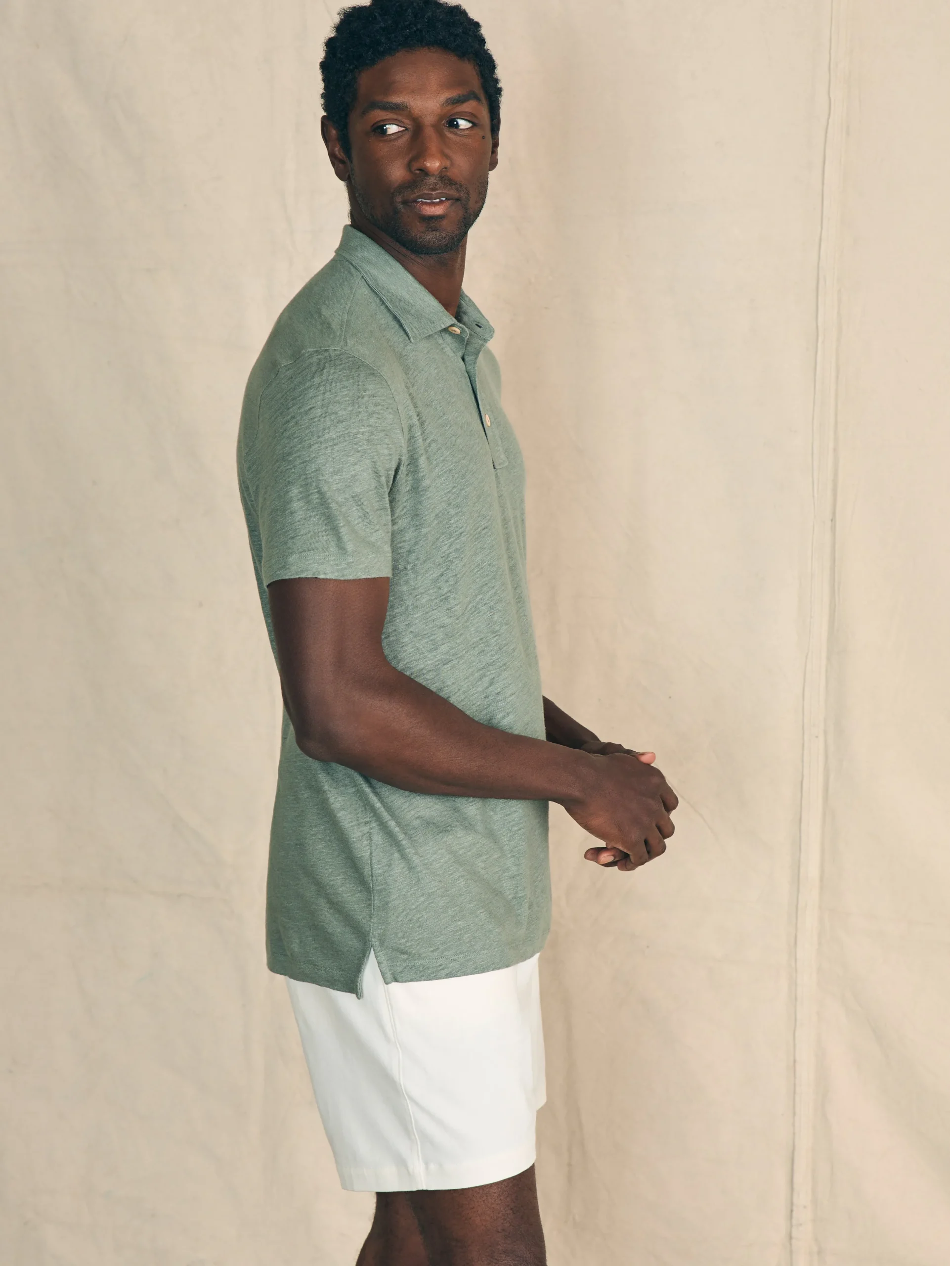 Faherty Brand Polo Shirts*Short-Sleeve Linen Polo -