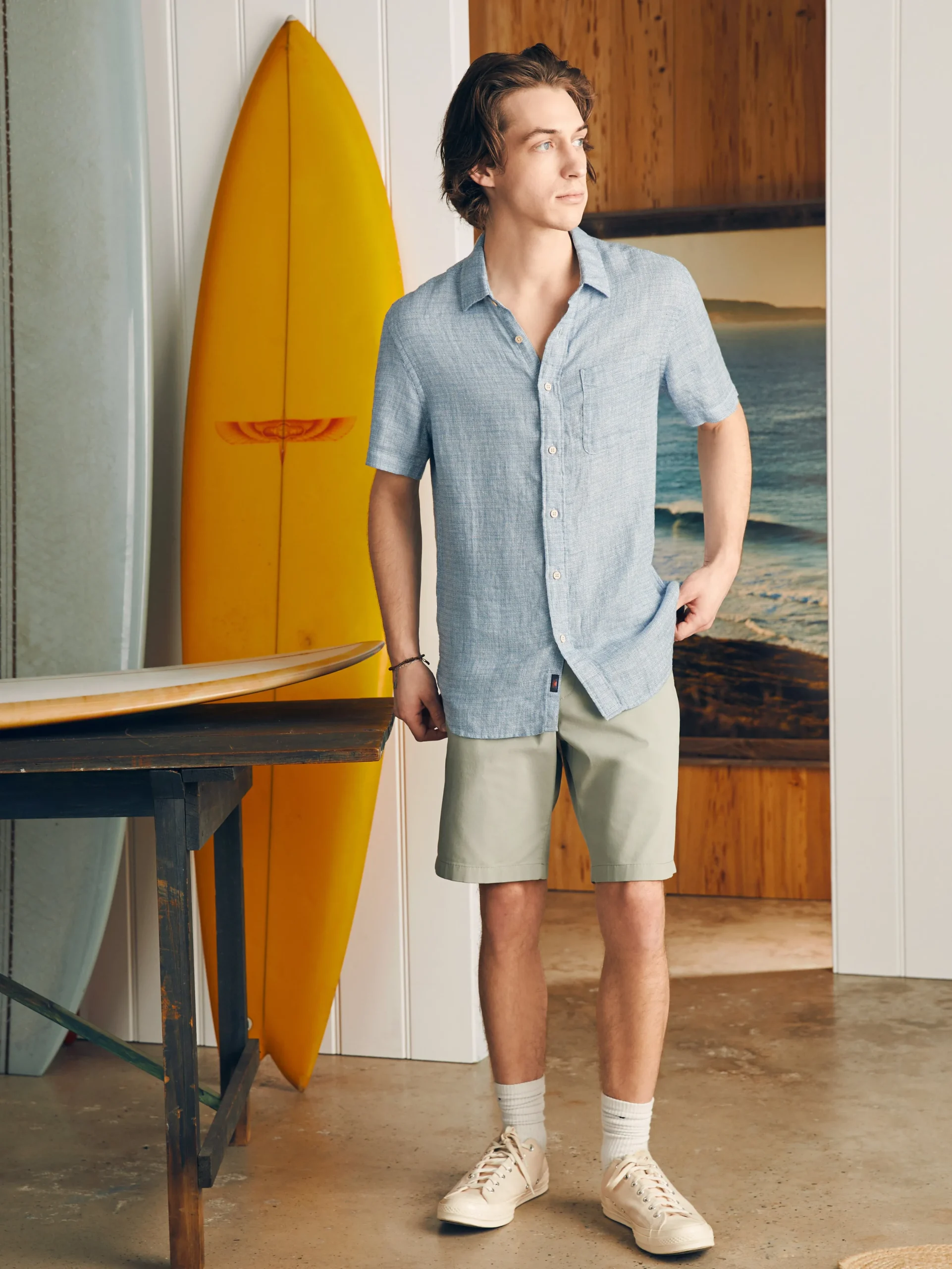 Faherty Brand Shirts*Short-Sleeve Palma Linen Shirt -