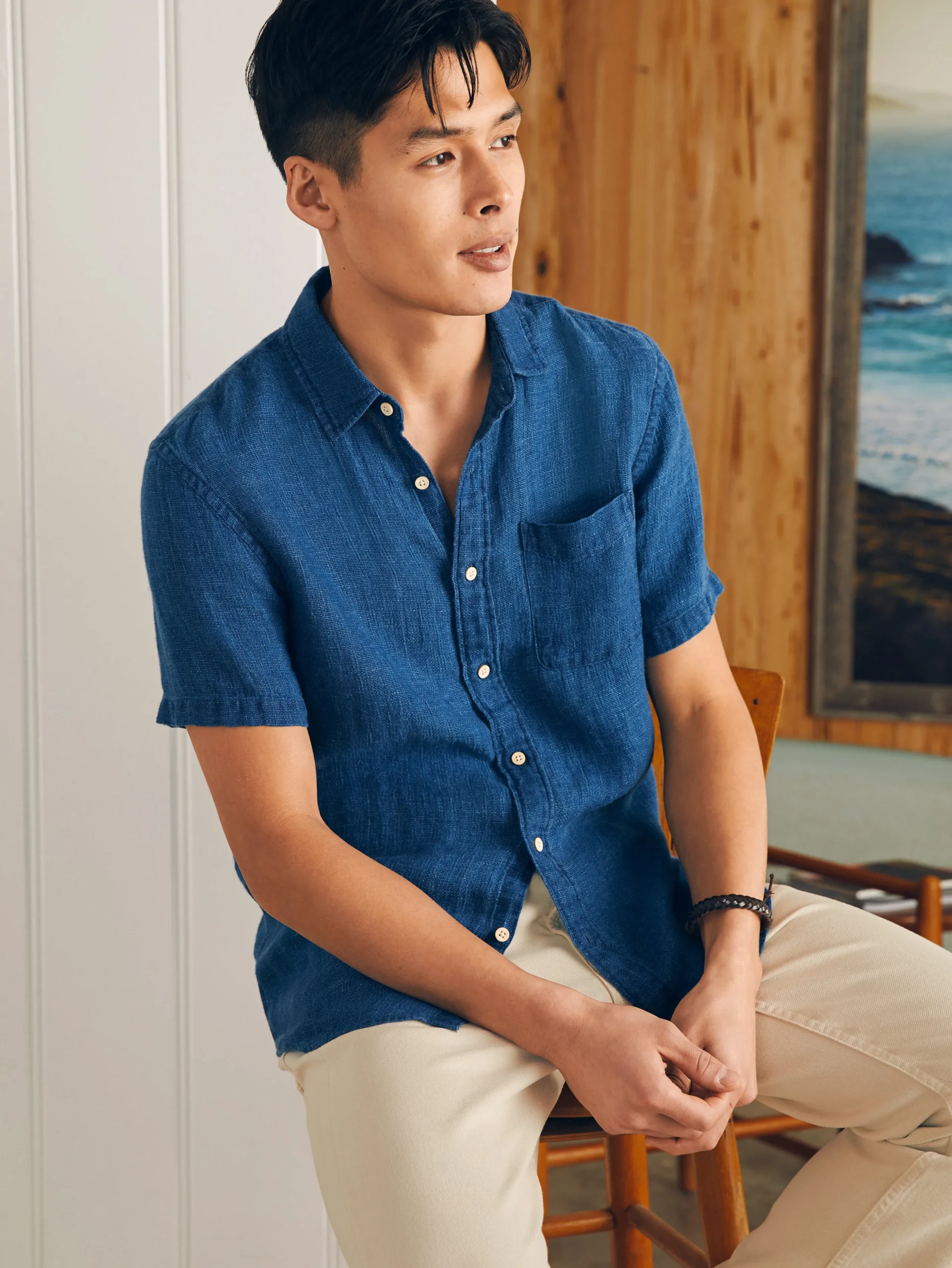 Faherty Brand Shirts*Short-Sleeve Palma Linen Shirt -