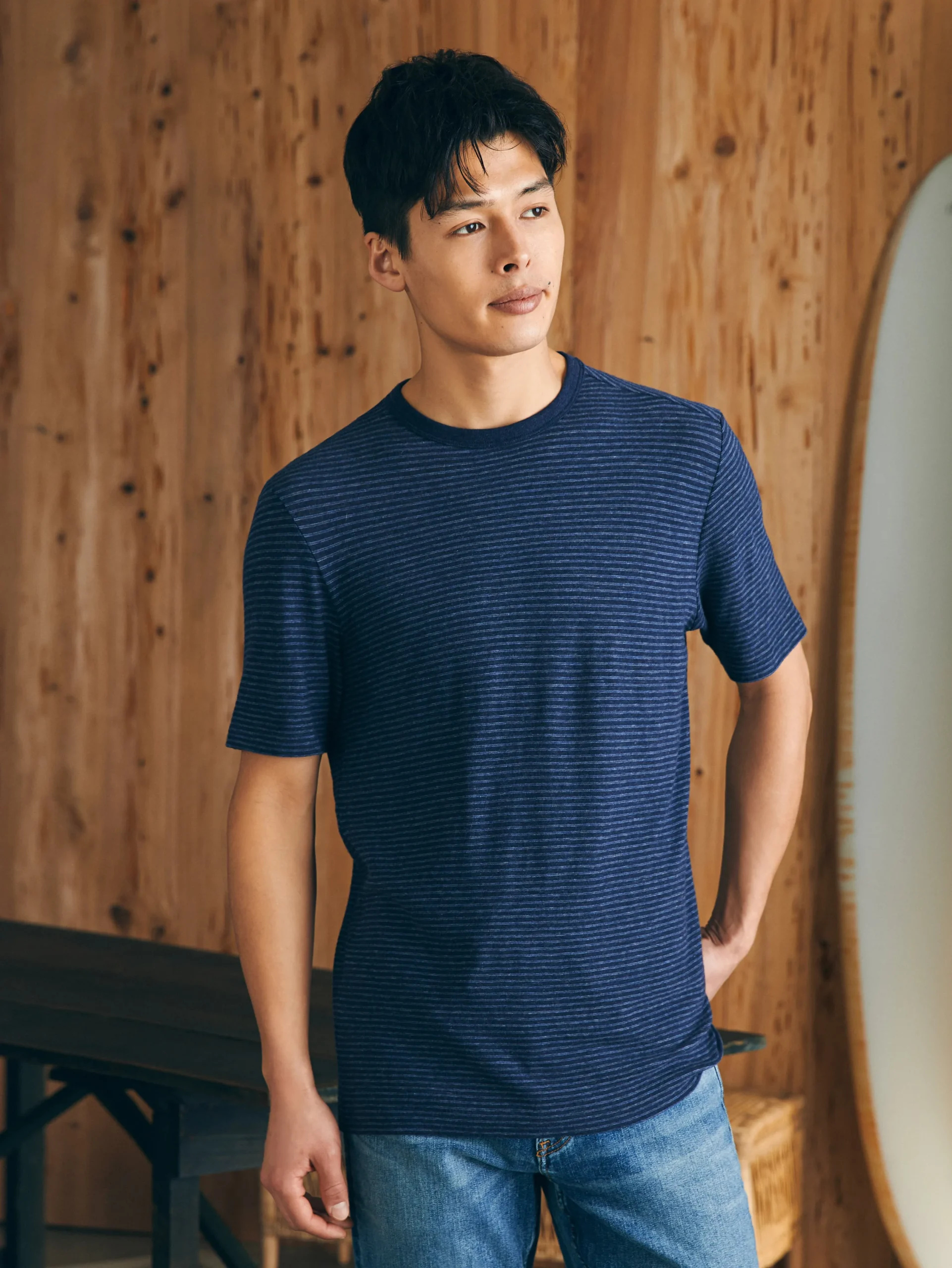 Faherty Brand T-Shirts & Henleys*Short-Sleeve Vintage Chambray Tee -