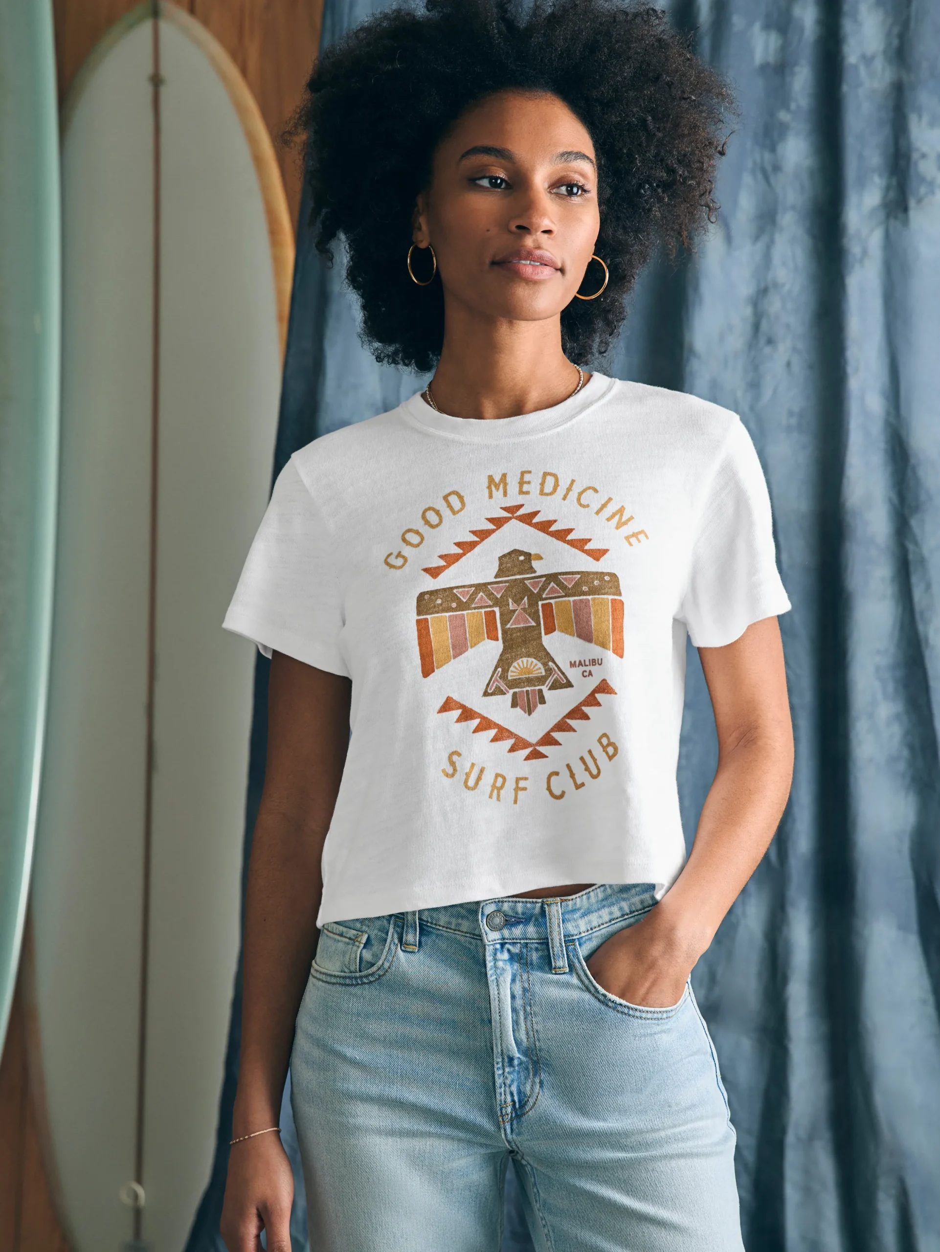 Women Faherty Brand T-Shirts*Steven Paul Judd Good Medicine Sunwashed Slub Tee -