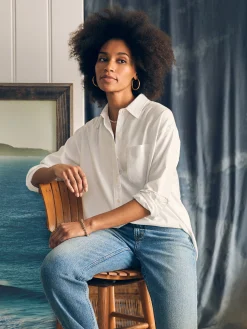Women Faherty Brand Shirts & Tops*Stretch Oxford Relaxed Shirt -