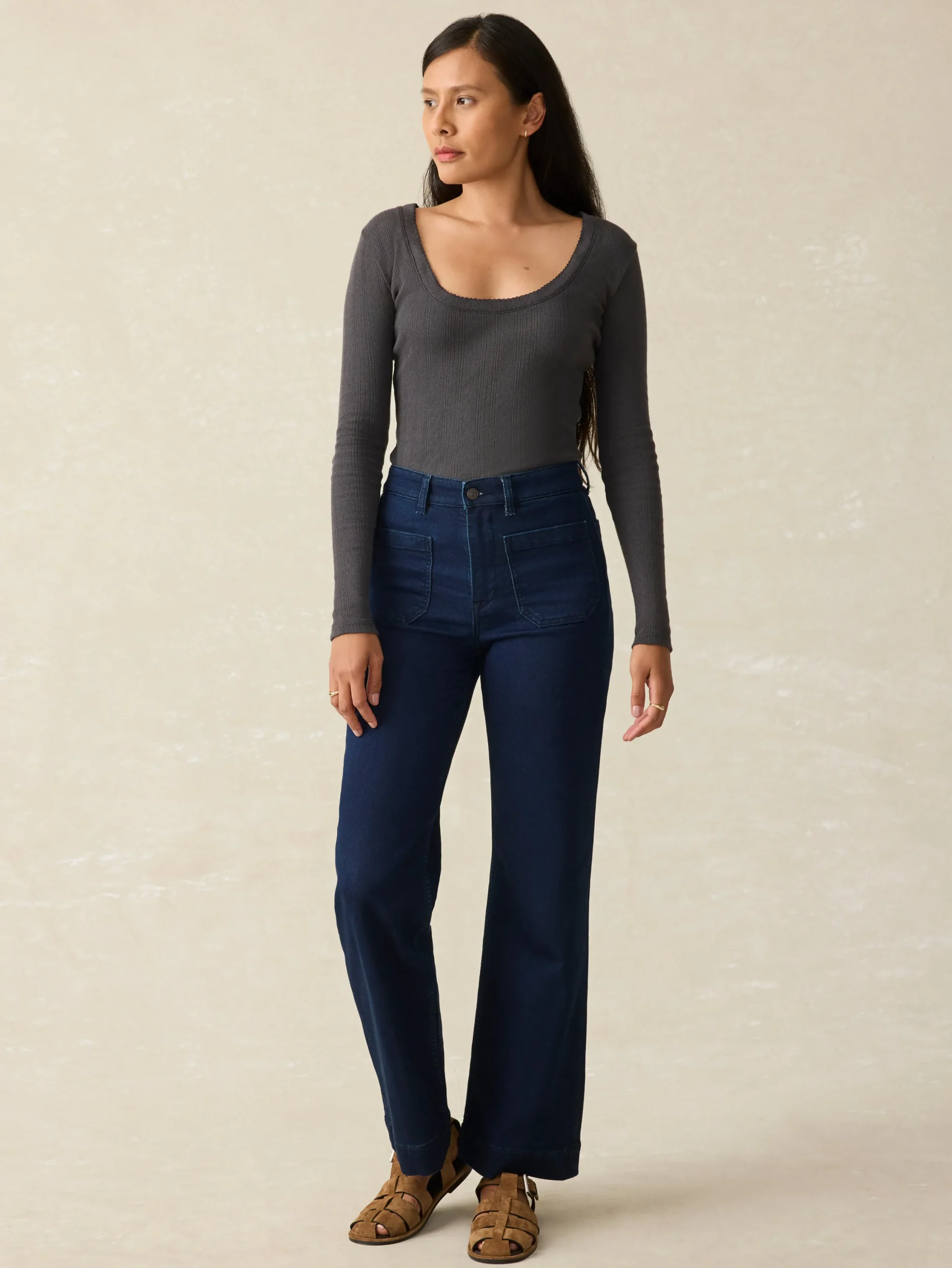 Women Faherty Brand Pants*Stretch Terry Patch Pocket Ankle Pant -