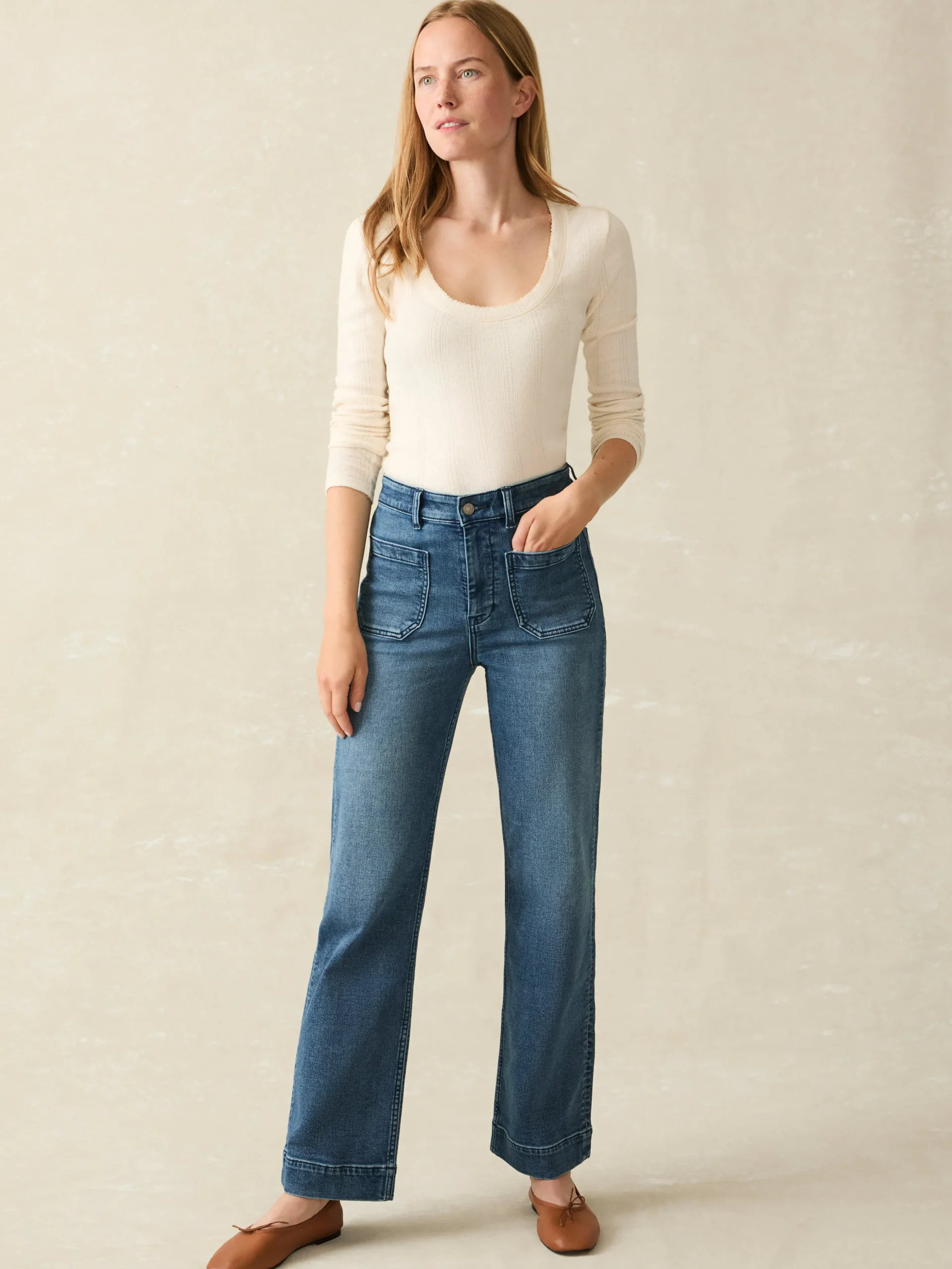 Women Faherty Brand Pants|Jeans*Stretch Terry Patch Pocket Pant -