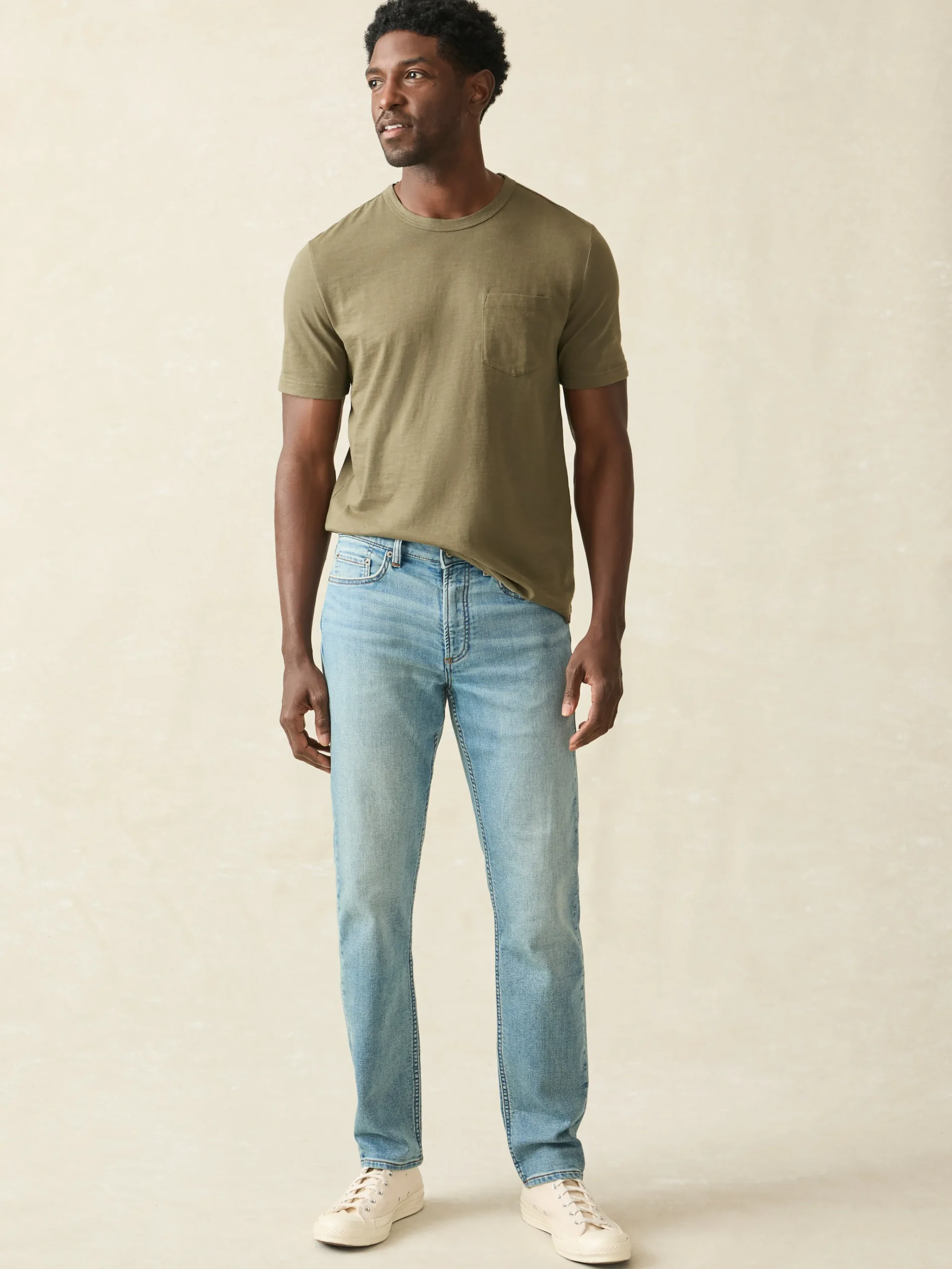 Faherty Brand Pants*Stretch Terry 5-Pocket Athletic Fit Pant -