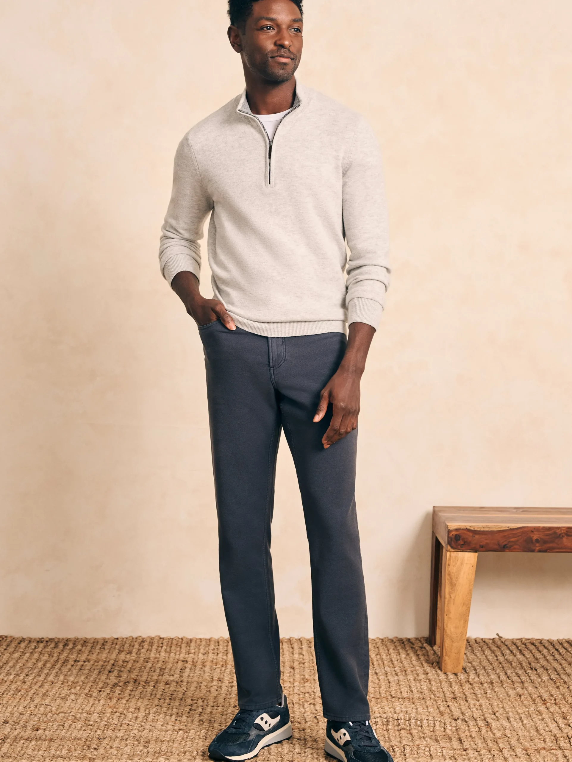 Faherty Brand Pants*Stretch Terry 5-Pocket Athletic Fit Pant -