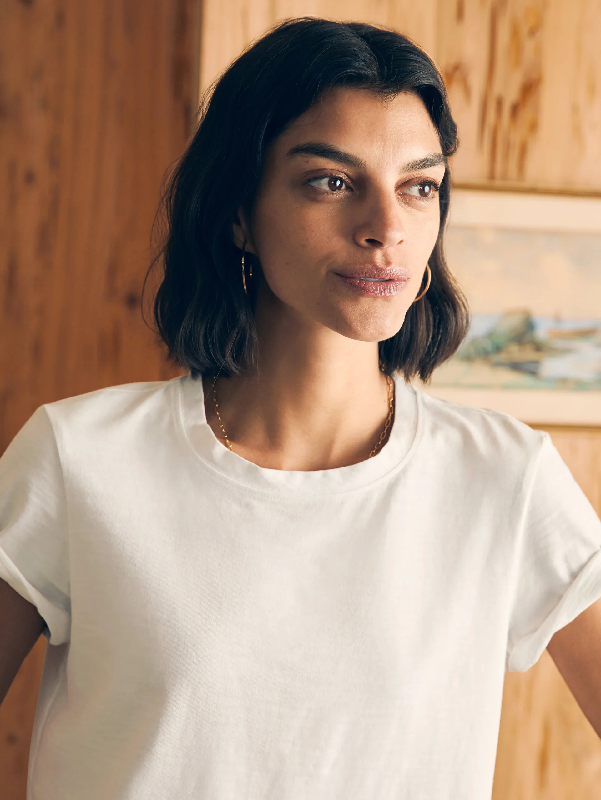 Women Faherty Brand T-Shirts*Sunwashed Cropped Crew Tee -