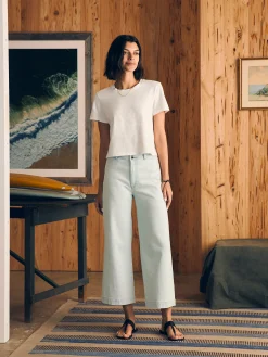 Women Faherty Brand T-Shirts*Sunwashed Cropped Crew Tee -