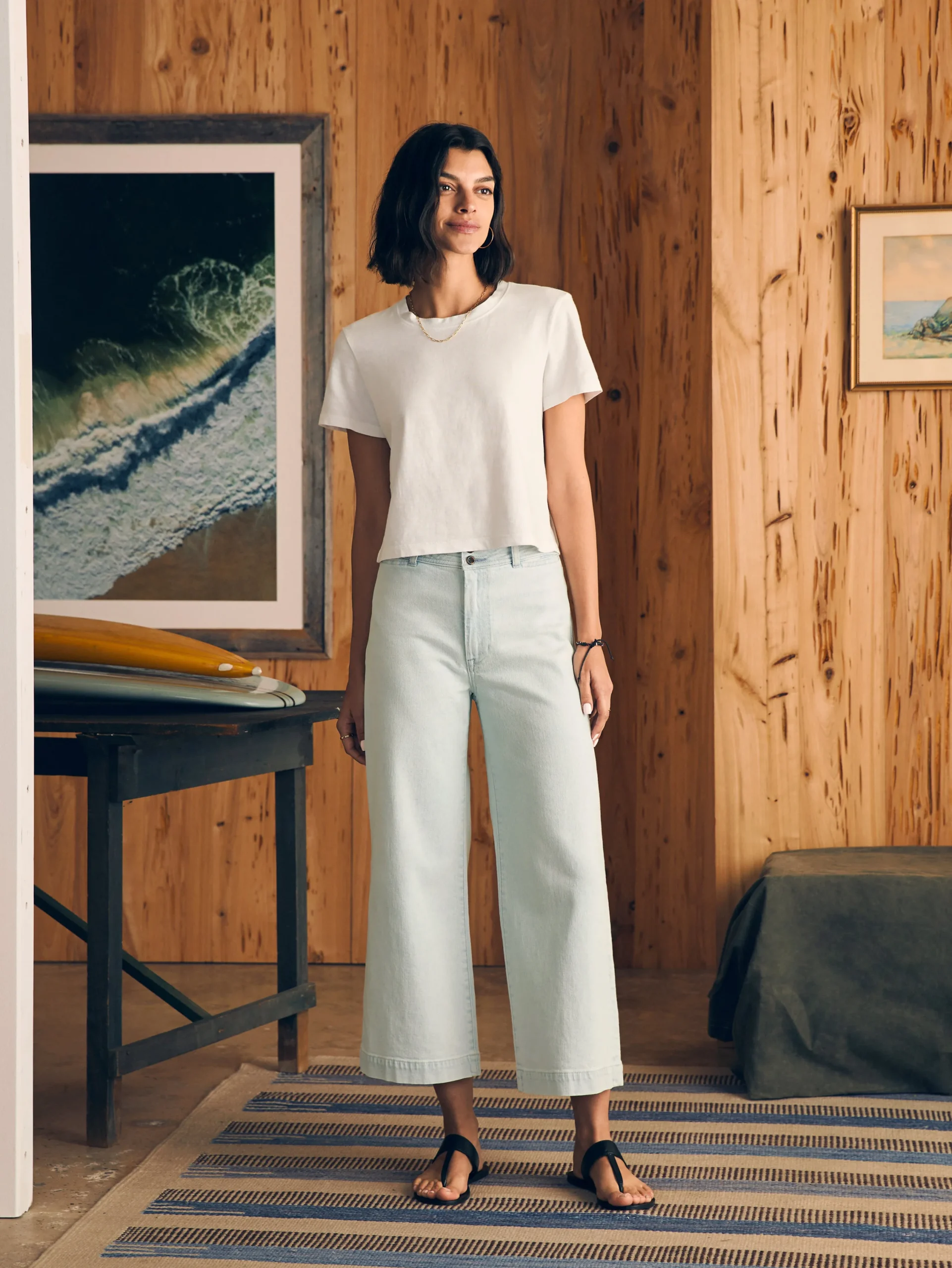 Women Faherty Brand T-Shirts*Sunwashed Cropped Crew Tee -