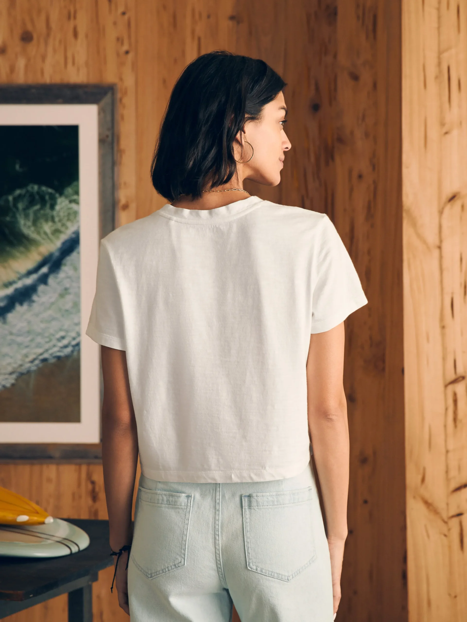 Women Faherty Brand T-Shirts*Sunwashed Cropped Crew Tee -