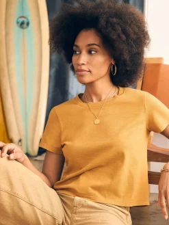 Women Faherty Brand T-Shirts*Sunwashed Cropped Crew Tee -