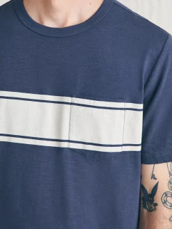 Faherty Brand T-Shirts & Henleys*Surf Stripe Sunwashed Pocket Tee -