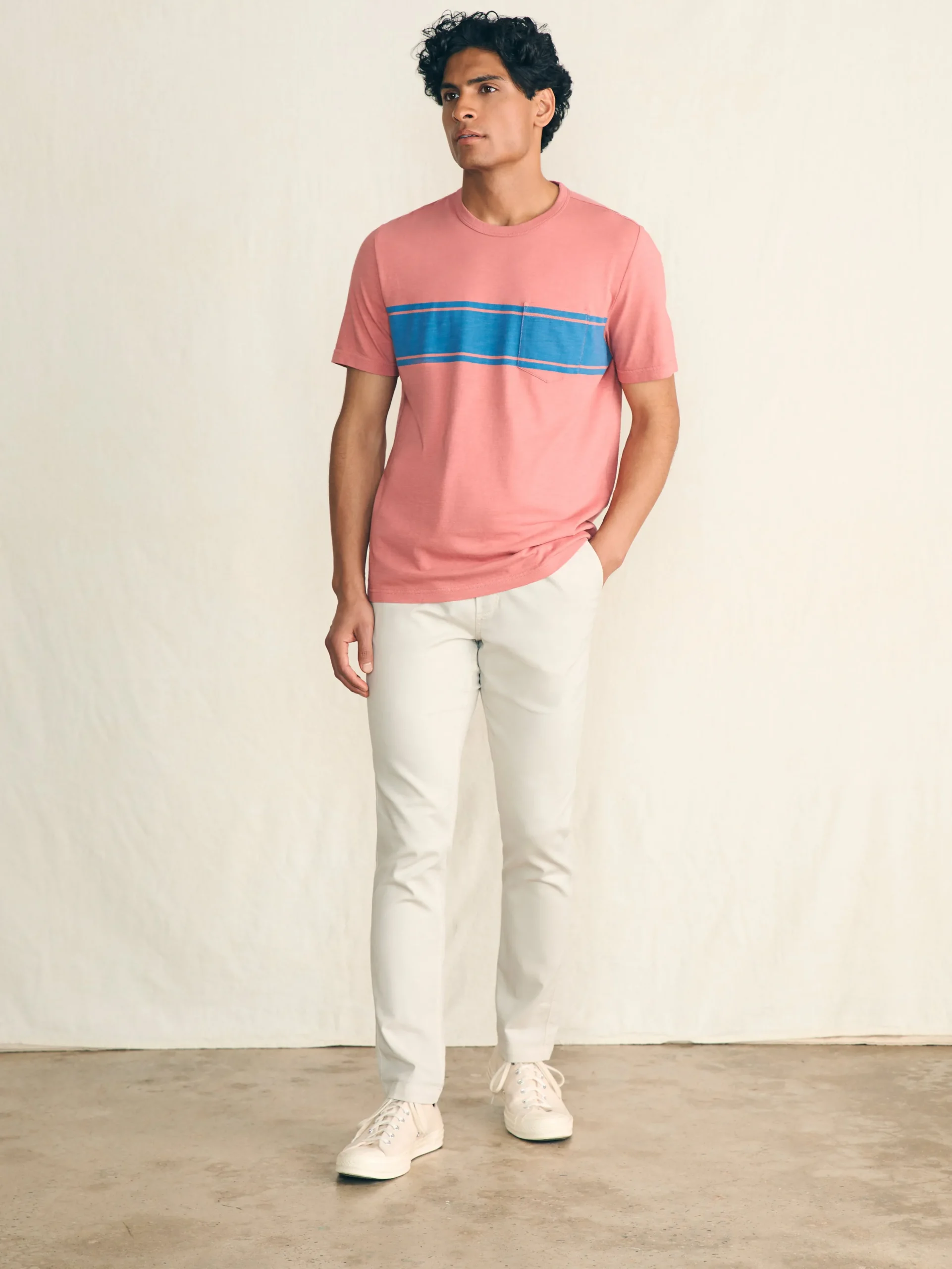 Faherty Brand T-Shirts & Henleys*Surf Stripe Sunwashed Pocket Tee -