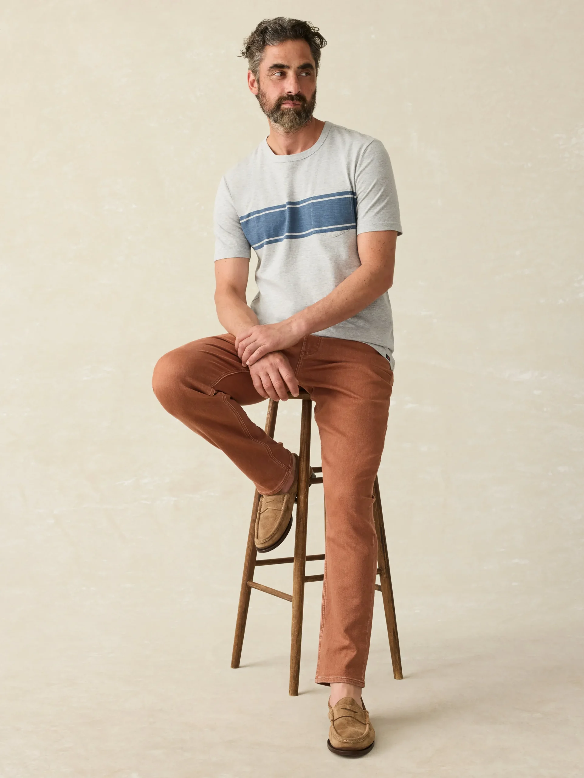 Faherty Brand T-Shirts & Henleys*Surf Stripe Sunwashed Pocket Tee -