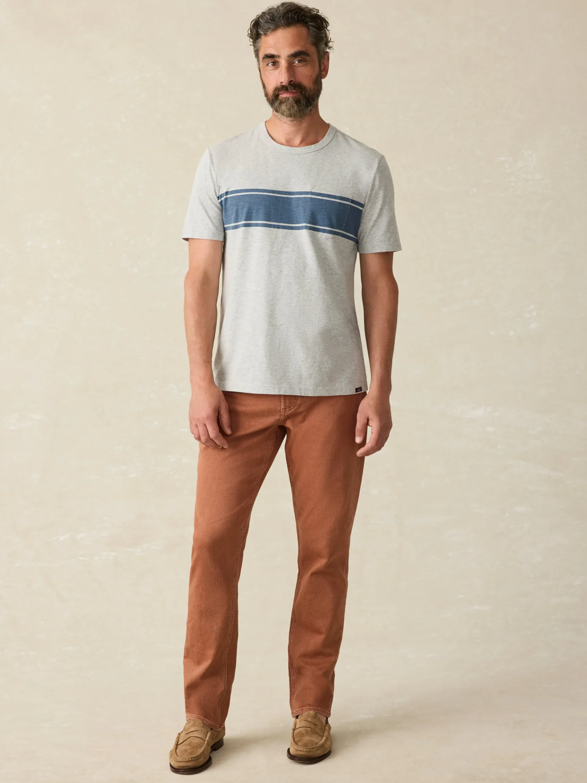 Faherty Brand T-Shirts & Henleys*Surf Stripe Sunwashed Pocket Tee -