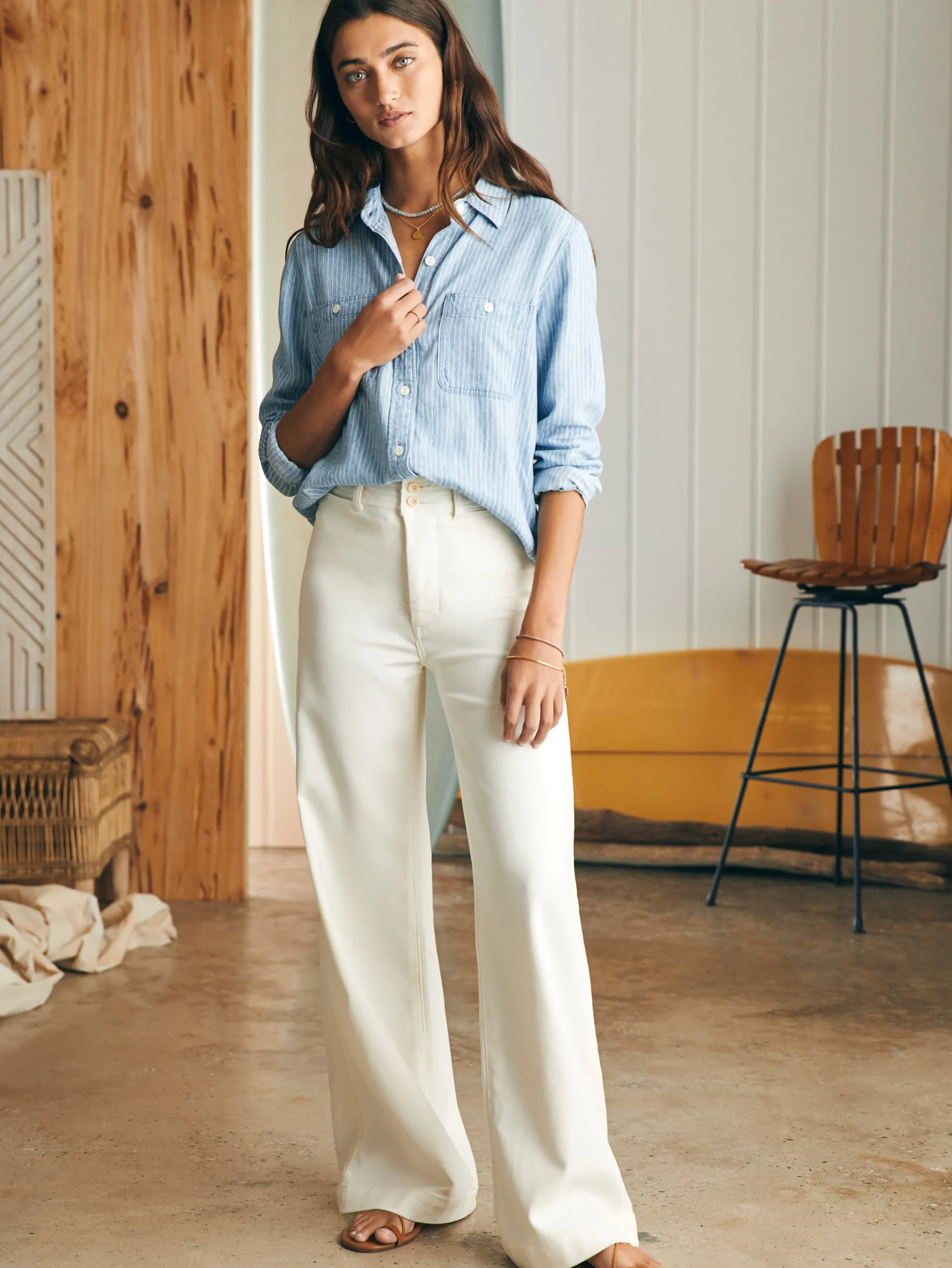 Women Faherty Brand Shirts & Tops*Tried & True Chambray Shirt -