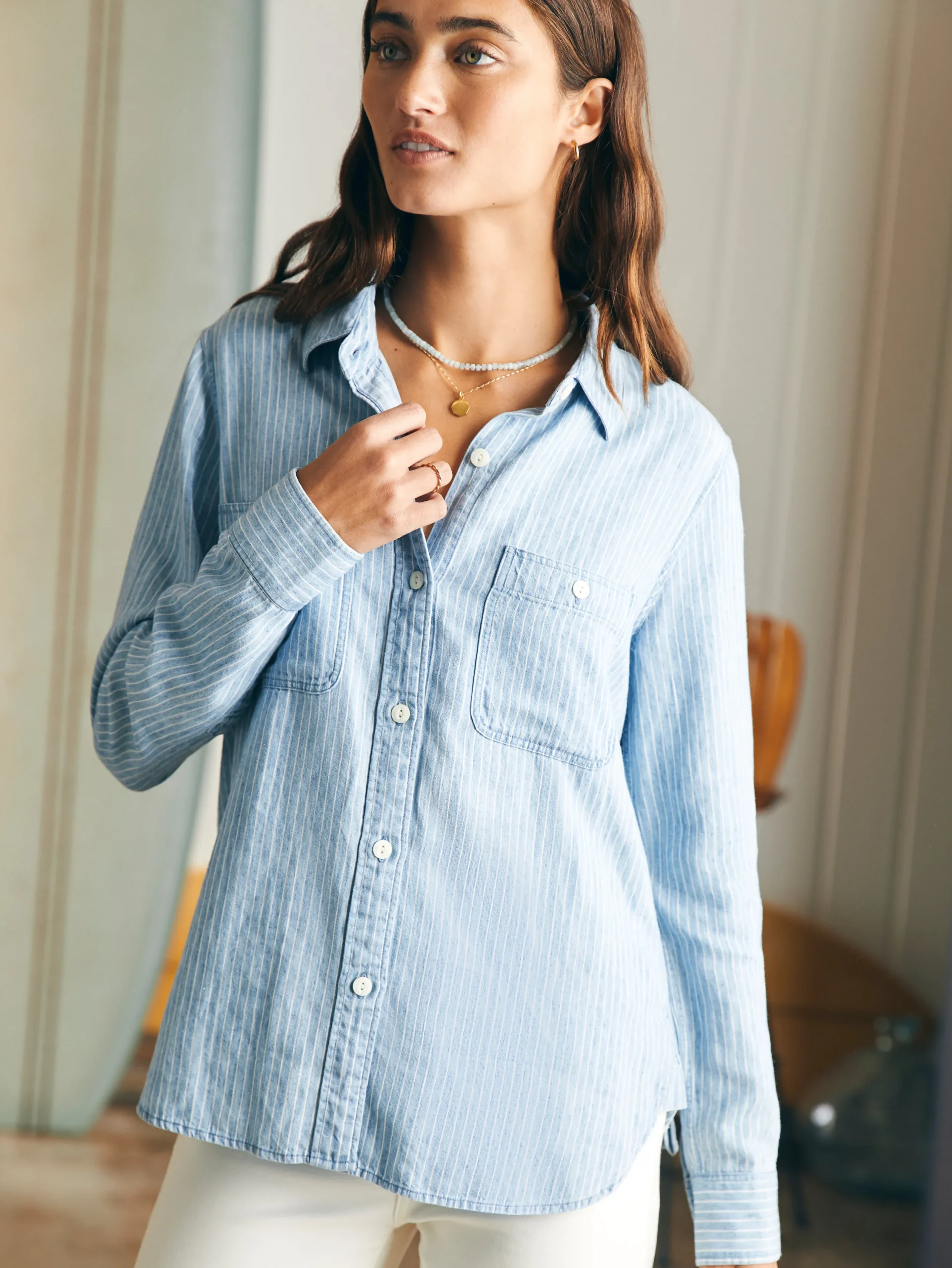 Women Faherty Brand Shirts & Tops*Tried & True Chambray Shirt -