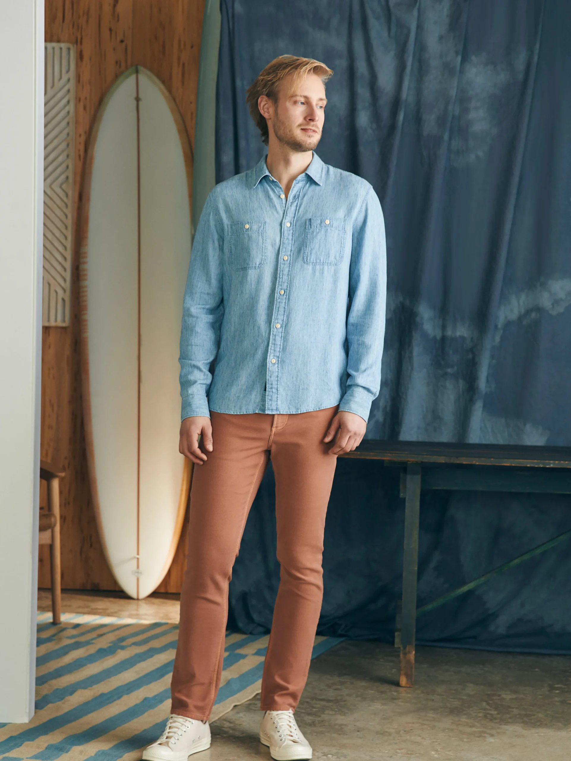 Faherty Brand Shirts*Tried & True Chambray Workshirt -